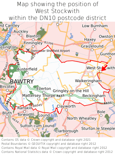 Map showing location of West Stockwith within DN10