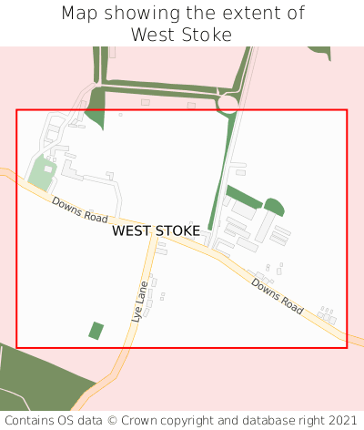 Map showing extent of West Stoke as bounding box