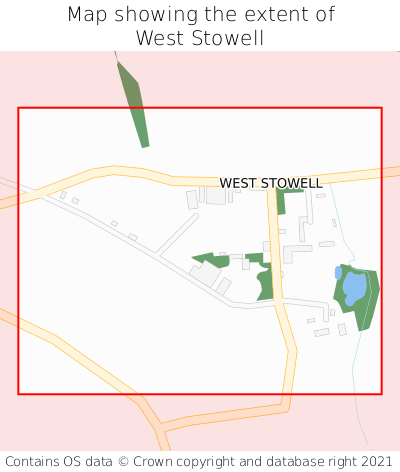 Map showing extent of West Stowell as bounding box