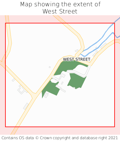 Map showing extent of West Street as bounding box