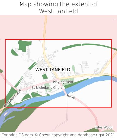 Map showing extent of West Tanfield as bounding box