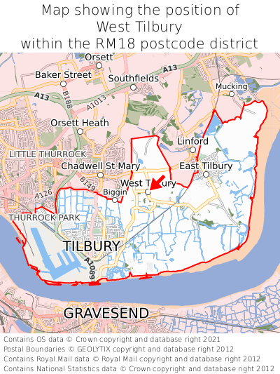 Map showing location of West Tilbury within RM18