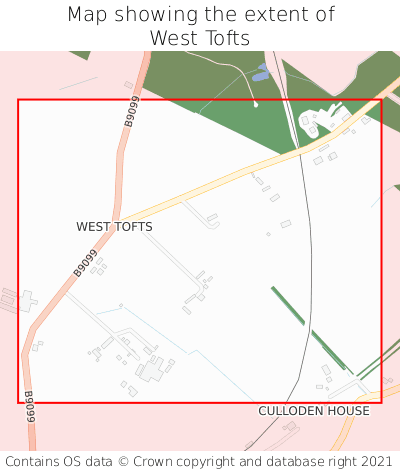 Map showing extent of West Tofts as bounding box