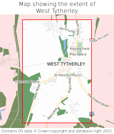 Map showing extent of West Tytherley as bounding box