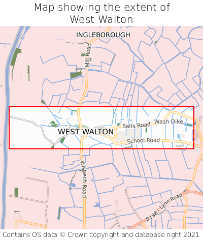 Map showing extent of West Walton as bounding box