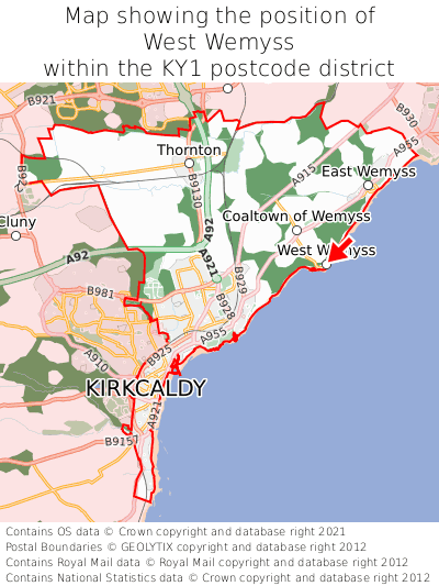 Map showing location of West Wemyss within KY1