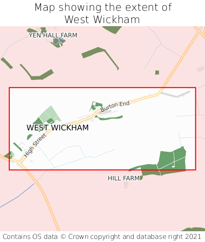 Map showing extent of West Wickham as bounding box