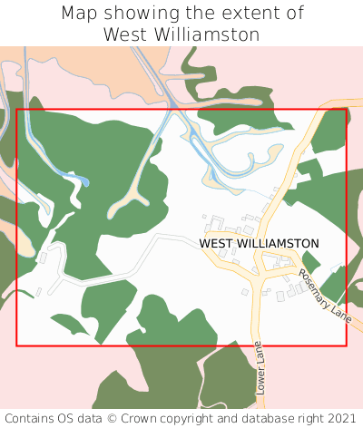 Map showing extent of West Williamston as bounding box