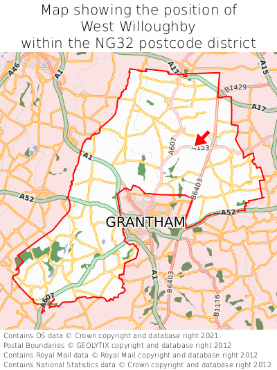 Map showing location of West Willoughby within NG32