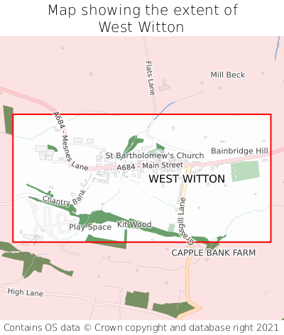 Map showing extent of West Witton as bounding box