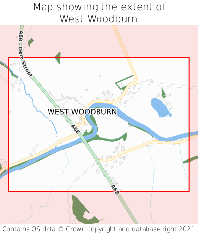 Map showing extent of West Woodburn as bounding box