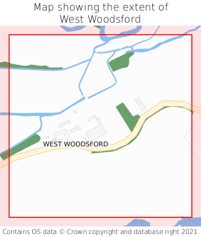 Map showing extent of West Woodsford as bounding box
