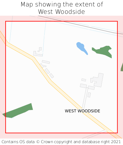 Map showing extent of West Woodside as bounding box