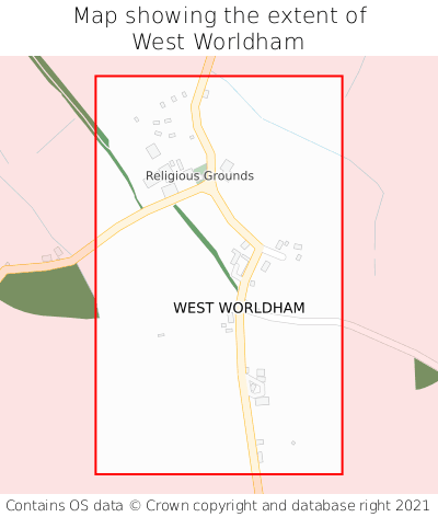 Map showing extent of West Worldham as bounding box