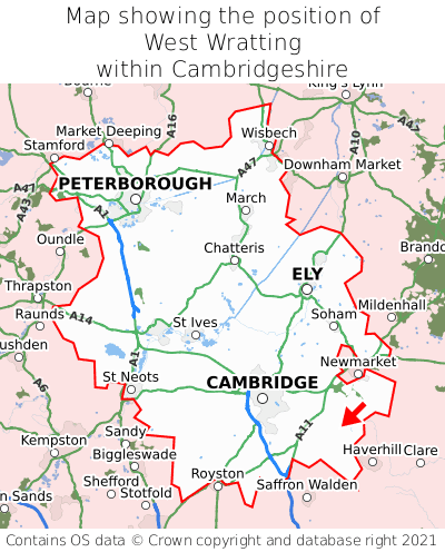 Map showing location of West Wratting within Cambridgeshire