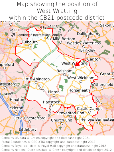 Map showing location of West Wratting within CB21