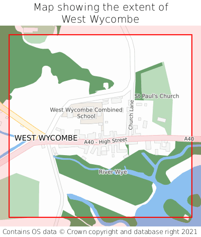 Map showing extent of West Wycombe as bounding box