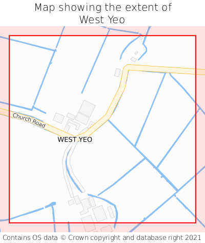 Map showing extent of West Yeo as bounding box