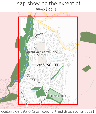 Map showing extent of Westacott as bounding box