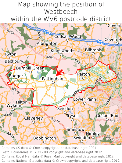 Map showing location of Westbeech within WV6