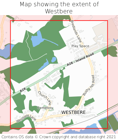 Map showing extent of Westbere as bounding box