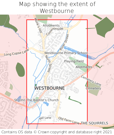 Map showing extent of Westbourne as bounding box