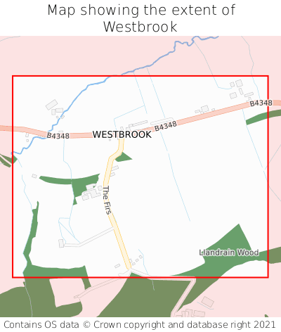 Map showing extent of Westbrook as bounding box