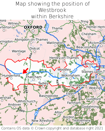 Map showing location of Westbrook within Berkshire