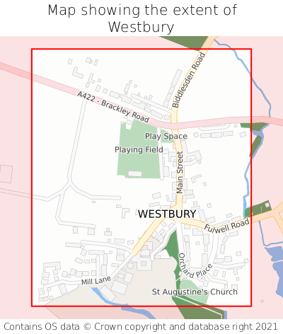 Map showing extent of Westbury as bounding box
