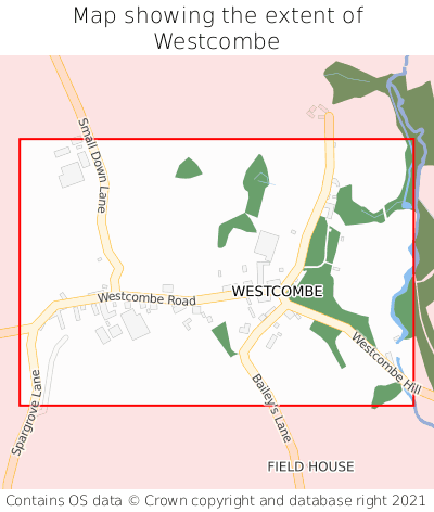 Map showing extent of Westcombe as bounding box