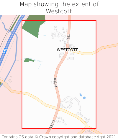 Map showing extent of Westcott as bounding box