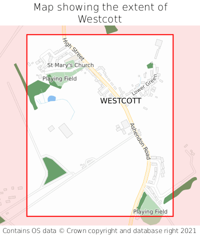 Map showing extent of Westcott as bounding box