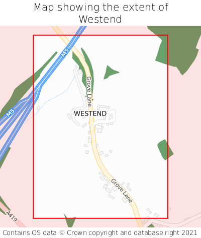 Map showing extent of Westend as bounding box