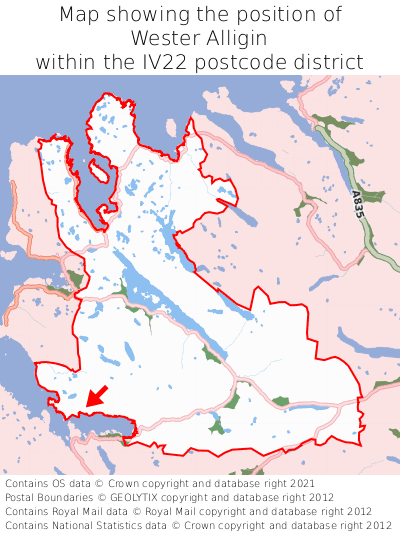 Map showing location of Wester Alligin within IV22
