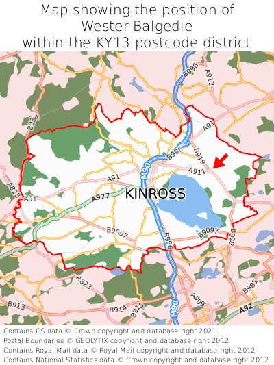 Map showing location of Wester Balgedie within KY13