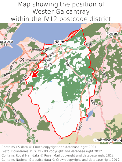 Map showing location of Wester Galcantray within IV12