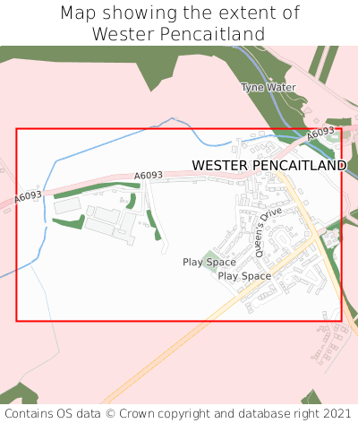 Map showing extent of Wester Pencaitland as bounding box