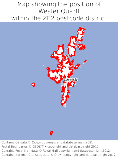 Map showing location of Wester Quarff within ZE2