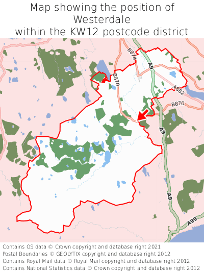 Map showing location of Westerdale within KW12