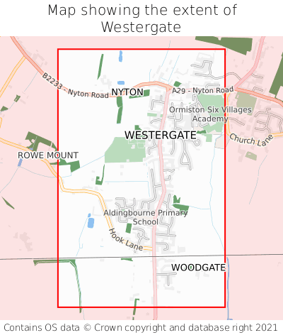 Map showing extent of Westergate as bounding box