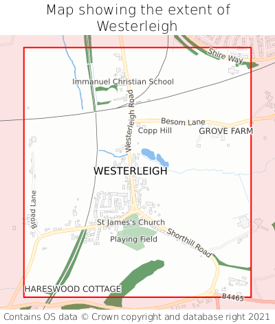 Map showing extent of Westerleigh as bounding box