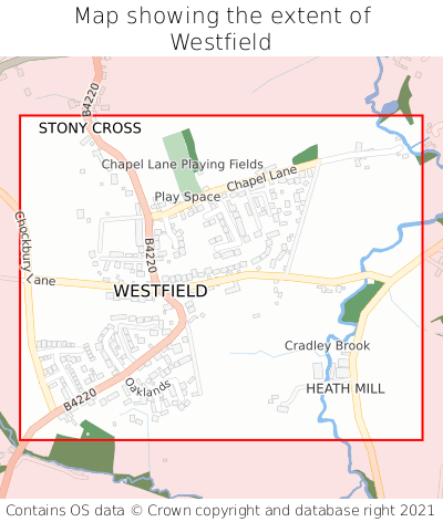 Map showing extent of Westfield as bounding box