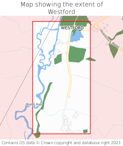 Map showing extent of Westford as bounding box
