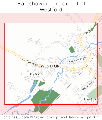 Map showing extent of Westford as bounding box