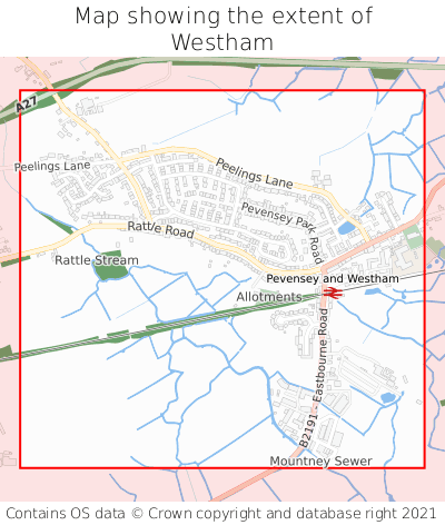Map showing extent of Westham as bounding box