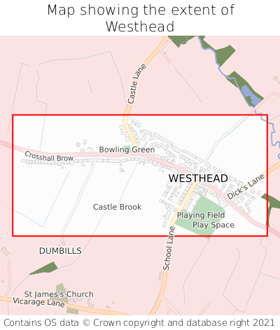 Map showing extent of Westhead as bounding box