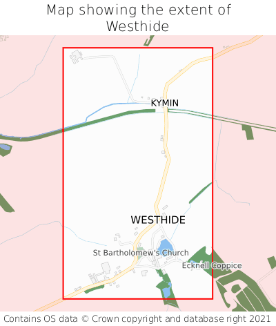 Map showing extent of Westhide as bounding box