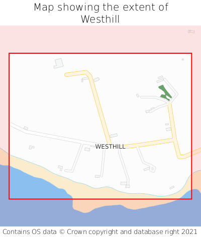Map showing extent of Westhill as bounding box