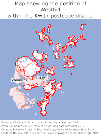 Map showing location of Westhill within KW17