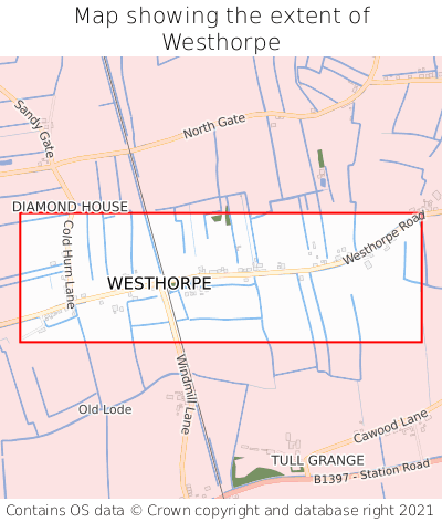 Map showing extent of Westhorpe as bounding box